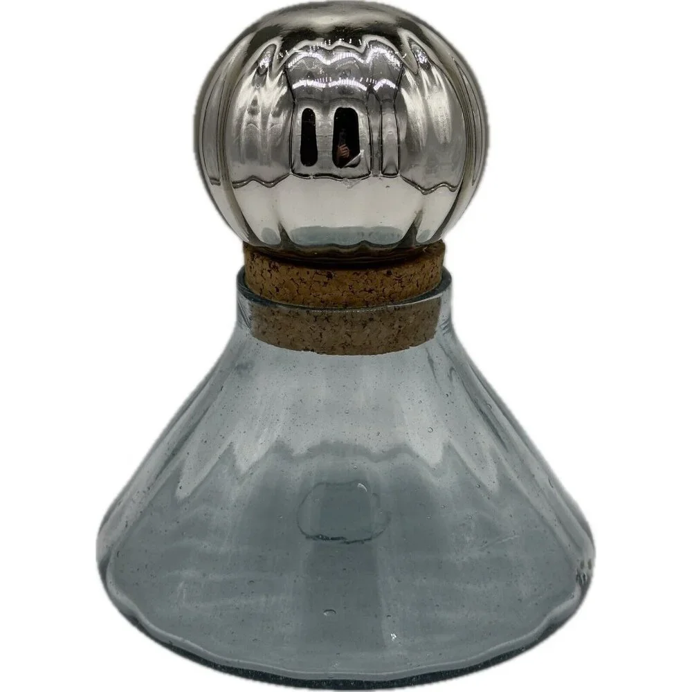 Vtg Mexican Hand Blown Glass Decanter Mercury  Sphere Stopper RARE Cone Shape‎